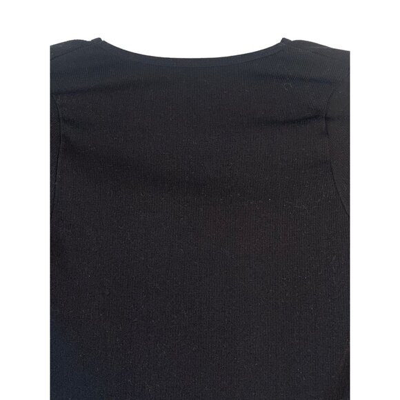 INTIMATELY FREE PEOPLE Black Lace-Up Seamless Long Sleeve Ribbed Tee Size M/L - Picture 6 of 7